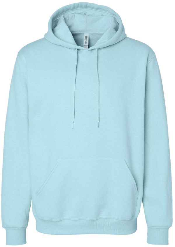 Am image of a Custom Jerzees Premium Eco Blend Ringspun Hooded Sweatshirt in Cloud Heather!