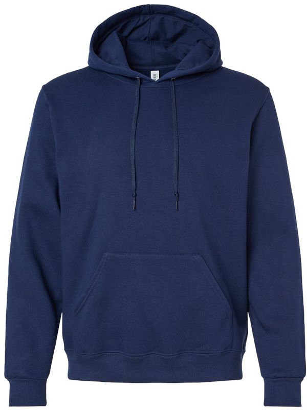 An image of a Custom Jerzees Premium Eco Blend Ringspun Hooded Sweatshirt in J. Navy!