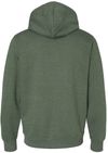 Am image of a Custom Jerzees Premium Eco Blend Ringspun Hooded Sweatshirt in Military Green Heather!