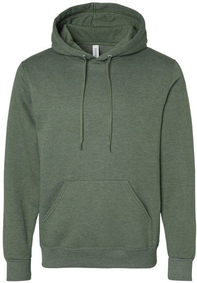 Am image of a Custom Jerzees Premium Eco Blend Ringspun Hooded Sweatshirt in Military Green Heather!
