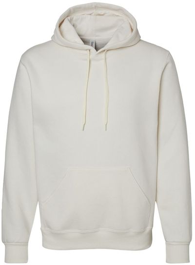 Am image of a Custom Jerzees Premium Eco Blend Ringspun Hooded Sweatshirt in Sweet Cream Heather!
