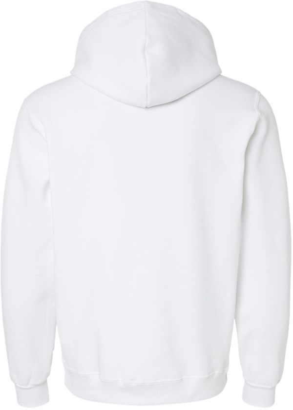 An image of a Custom Jerzees Premium Eco Blend Ringspun Hooded Sweatshirt in White!