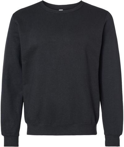 Am image of a Custom Jerzees Premium Eco Blend Ringspun Crewneck Sweatshirt in Black!