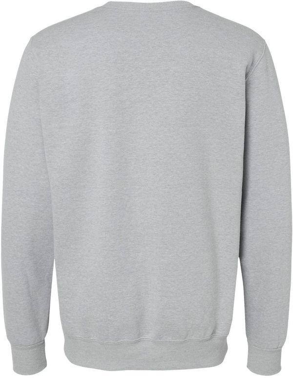 Am image of a Custom Jerzees Premium Eco Blend Ringspun Crewneck Sweatshirt in Frost Grey Heather!