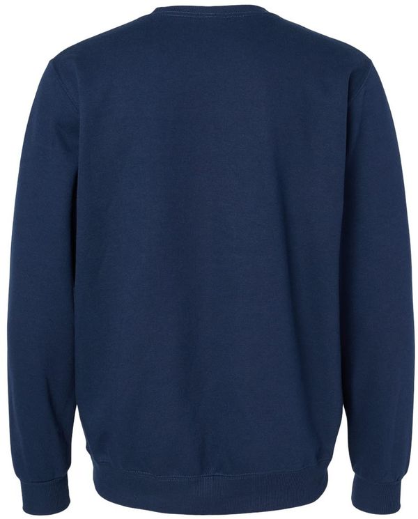 Am image of a Custom Jerzees Premium Eco Blend Ringspun Crewneck Sweatshirt in J. Navy!