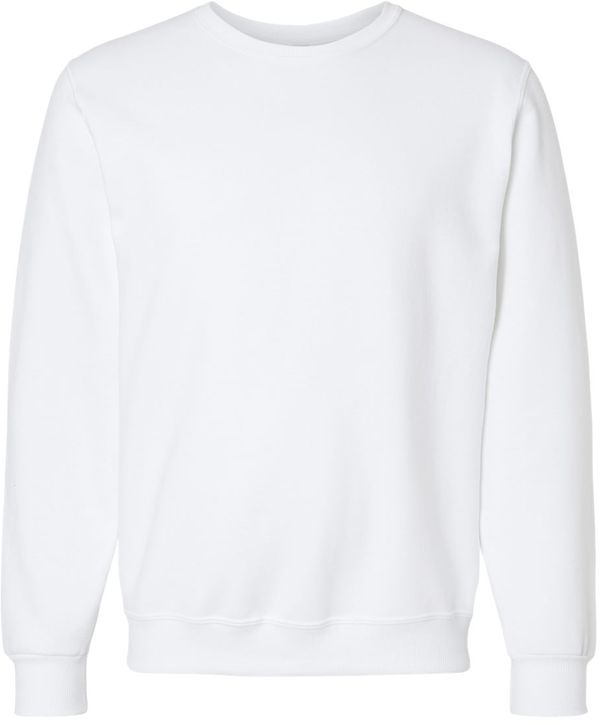 Am image of a Custom Jerzees Premium Eco Blend Ringspun Crewneck Sweatshirt in White!