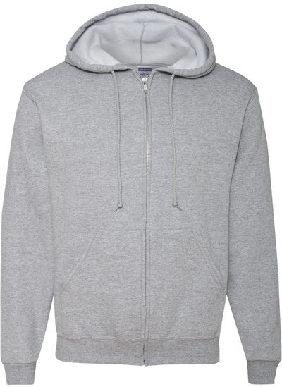 Am image of a Custom JERZEES NuBlend Full Zip Hooded Sweatshirt in Athletic Heather!