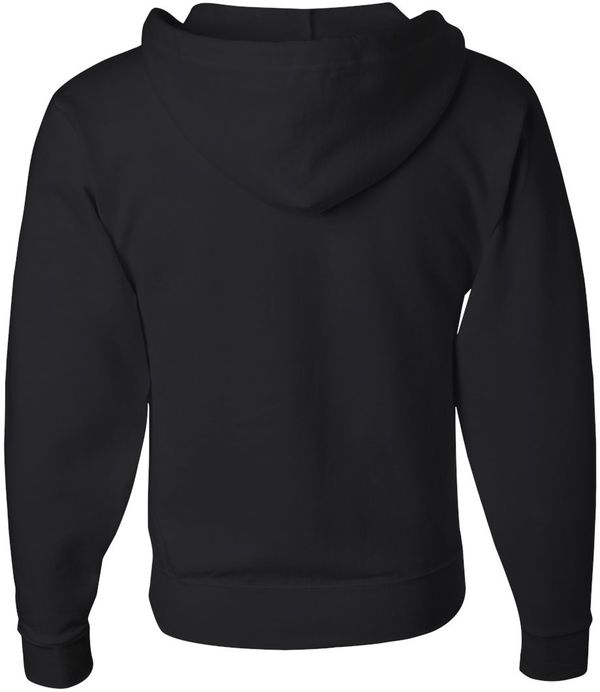 Am image of a Custom JERZEES NuBlend Full Zip Hooded Sweatshirt in Black!