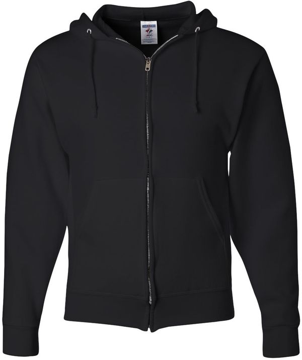 Am image of a Custom JERZEES NuBlend Full Zip Hooded Sweatshirt in Black!
