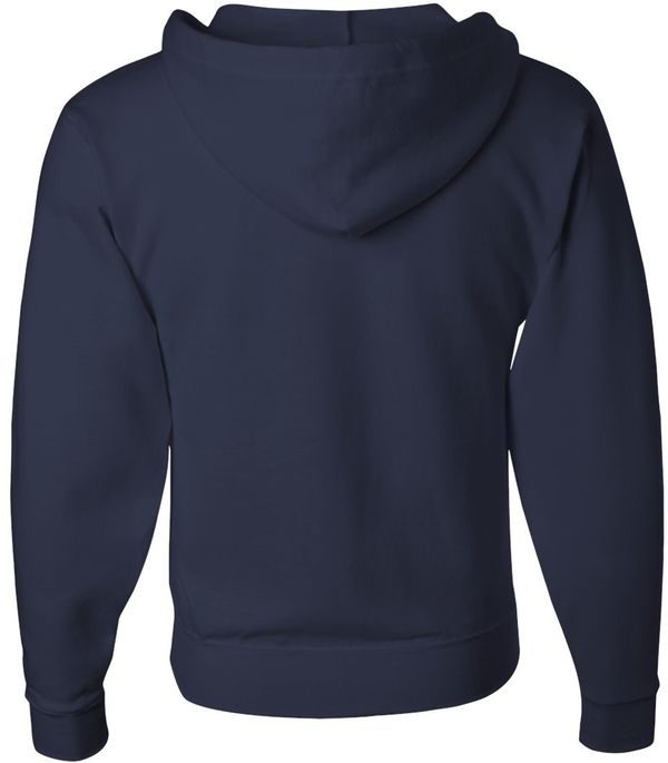 Am image of a Custom JERZEES NuBlend Full Zip Hooded Sweatshirt in J. Navy!