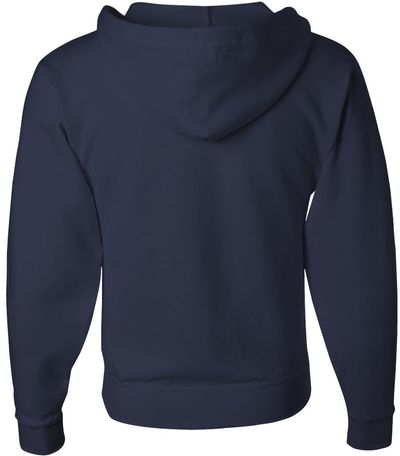 Am image of a Custom JERZEES NuBlend Full Zip Hooded Sweatshirt in J. Navy!