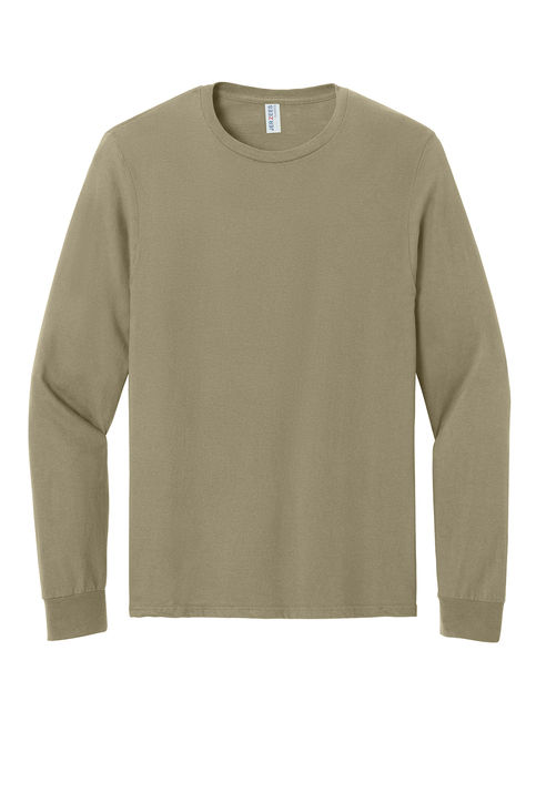 Jerzees Classics Unisex Cotton Long Sleeve T shirt in Khaki