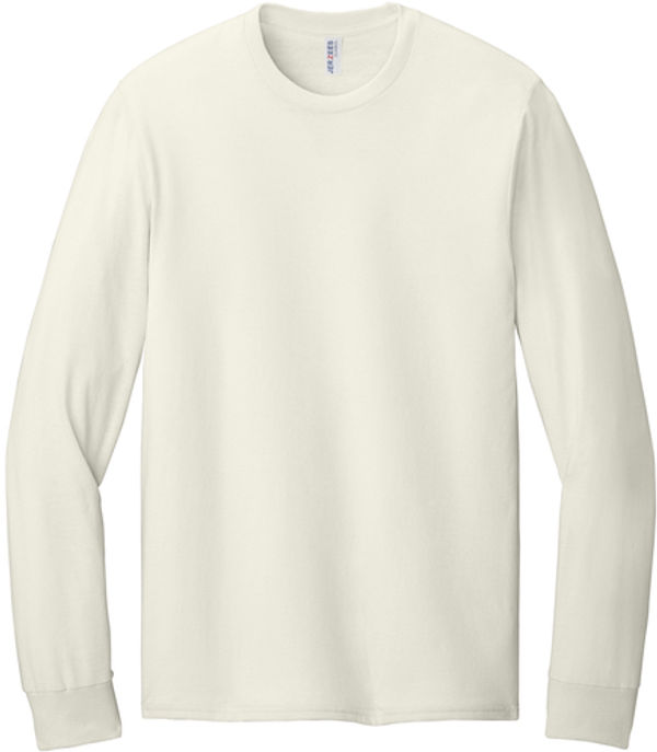 An image of a Custom Jerzees Classics Unisex Cotton Long Sleeve T shirt in Sweet Cream Heather!