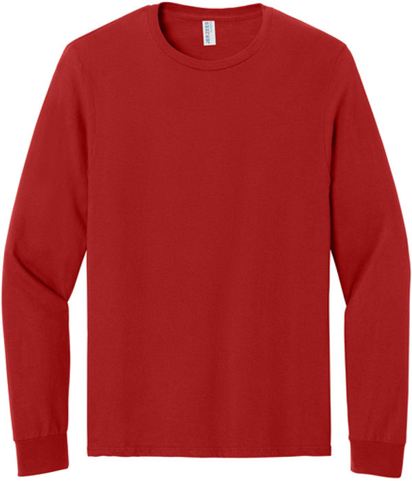 An image of a Custom Jerzees Classics Unisex Cotton Long Sleeve T shirt in True Red!