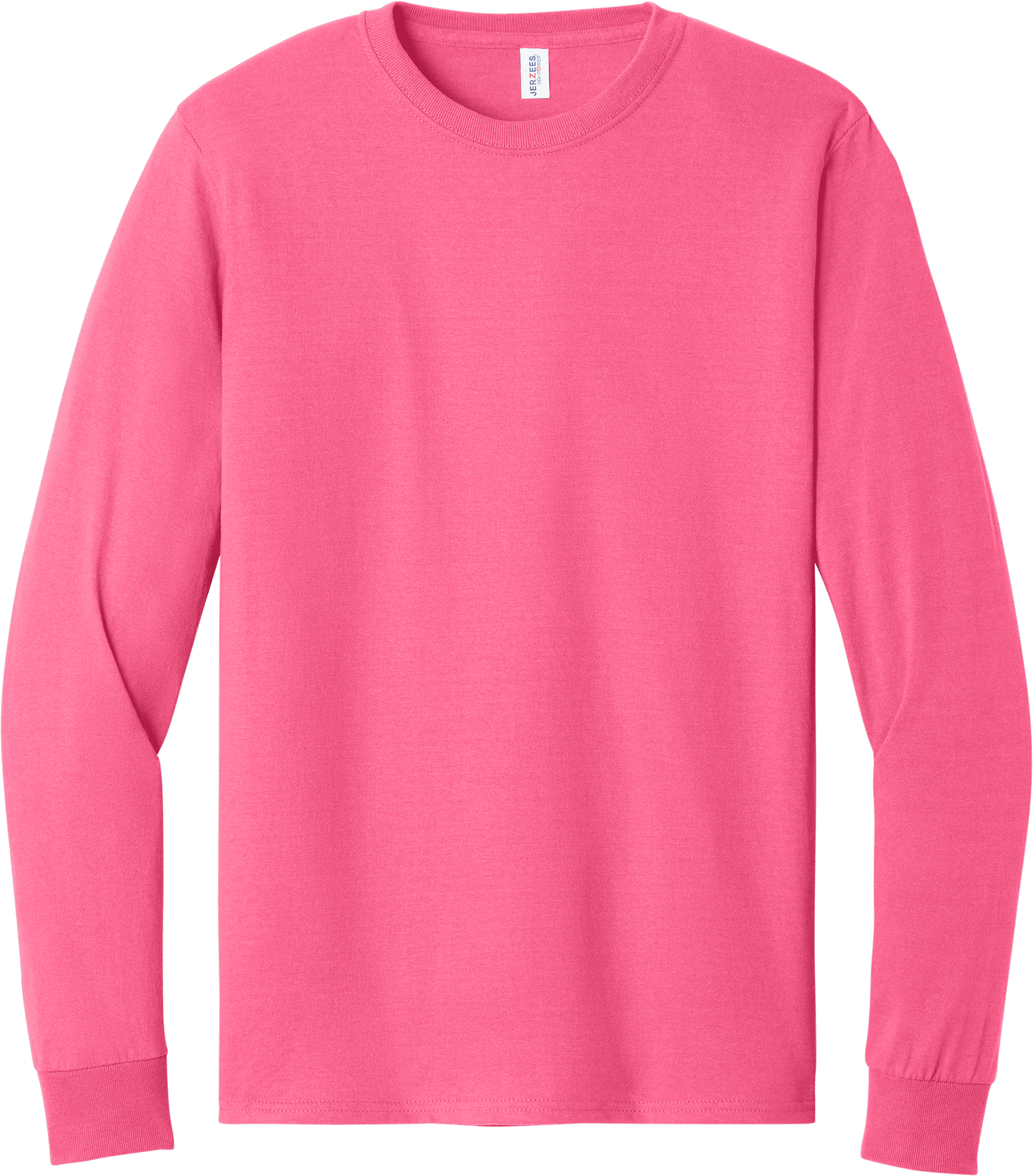 Jerzees DriPower Long Sleeve Fifty Fifty TShirt in Neon Pink