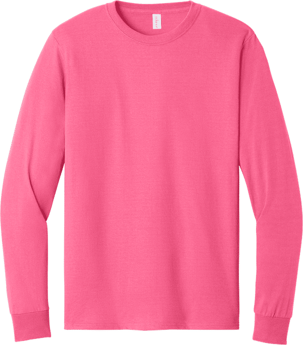 An image of a Custom Jerzees DriPower Long Sleeve Fifty Fifty TShirt in Neon Pink!