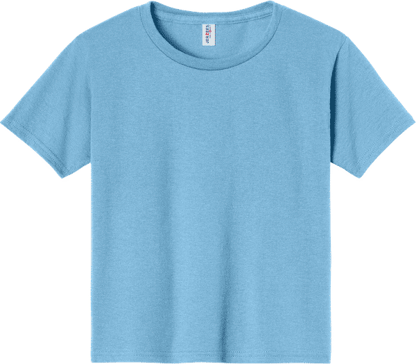 An image of a Custom JERZEES DriPower Youth Fifty Fifty T Shirt in Light Blue!