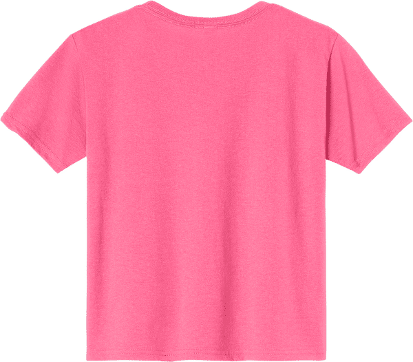 An image of a Custom JERZEES DriPower Youth Fifty Fifty T Shirt in Neon Pink!
