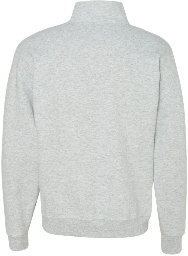 Am image of a Custom Jerzees Nublend Cadet Collar Quarter Zip Sweatshirt in Ash!