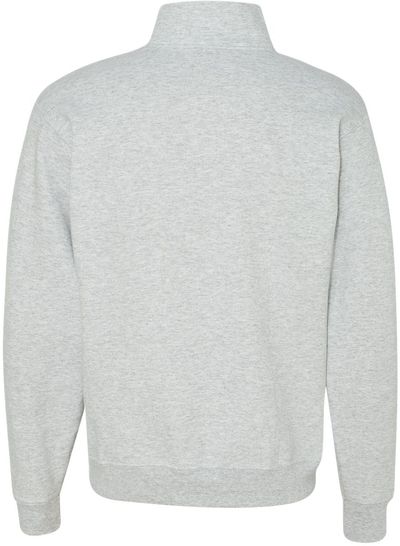 Am image of a Custom Jerzees Nublend Cadet Collar Quarter Zip Sweatshirt in Ash!