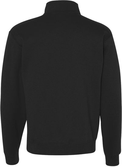 Am image of a Custom Jerzees Nublend Cadet Collar Quarter Zip Sweatshirt in Black!