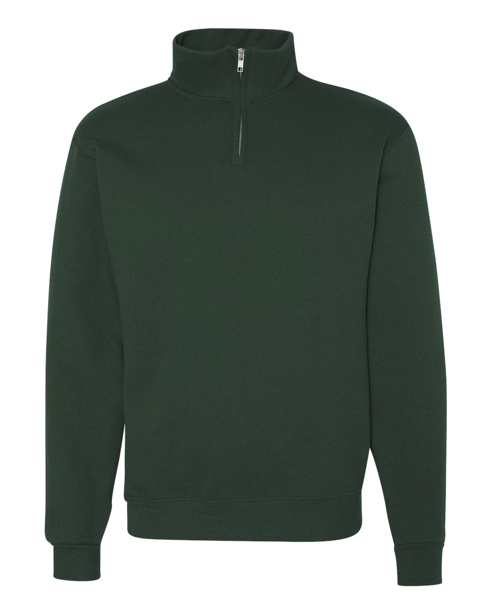 Jerzees Nublend Cadet Collar Quarter Zip Sweatshirt in Forest Green