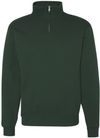 Am image of a Custom Jerzees Nublend Cadet Collar Quarter Zip Sweatshirt in Forest Green!