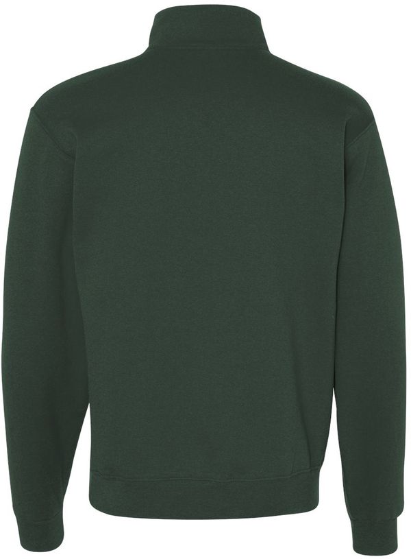 Am image of a Custom Jerzees Nublend Cadet Collar Quarter Zip Sweatshirt in Forest Green!