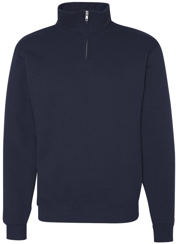 Am image of a Custom Jerzees Nublend Cadet Collar Quarter Zip Sweatshirt in J. Navy!