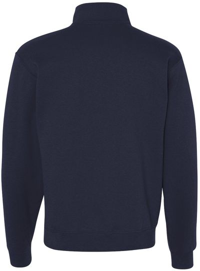 Am image of a Custom Jerzees Nublend Cadet Collar Quarter Zip Sweatshirt in J. Navy!