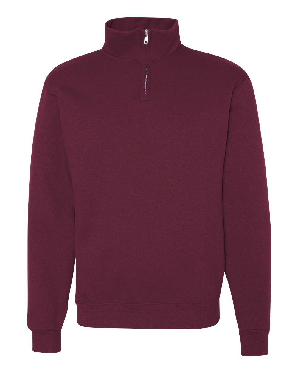 Jerzees Nublend Cadet Collar Quarter Zip Sweatshirt in Maroon