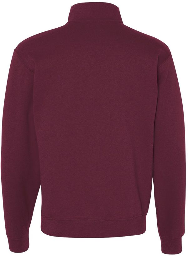 Am image of a Custom Jerzees Nublend Cadet Collar Quarter Zip Sweatshirt in Maroon!