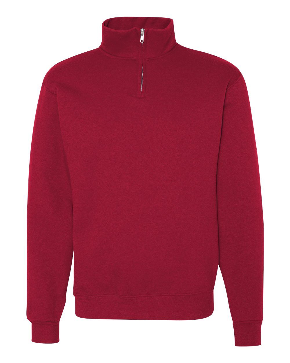 Jerzees Nublend Cadet Collar Quarter Zip Sweatshirt in True Red