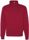 Am image of a Custom Jerzees Nublend Cadet Collar Quarter Zip Sweatshirt in True Red!