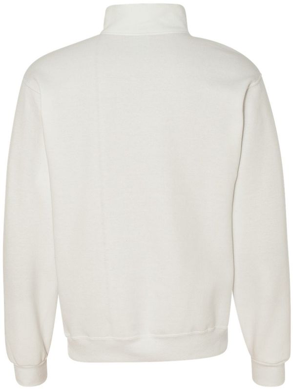 Am image of a Custom Jerzees Nublend Cadet Collar Quarter Zip Sweatshirt in White!
