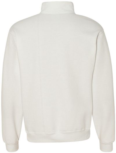 Am image of a Custom Jerzees Nublend Cadet Collar Quarter Zip Sweatshirt in White!