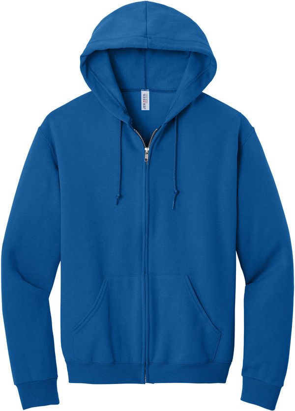 An image of a Custom JERZEES NuBlend Full Zip Hooded Sweatshirt in Royal!