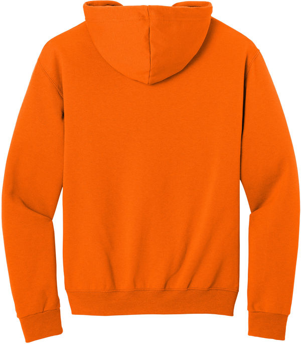 Am image of a Custom JERZEES NuBlend Full Zip Hooded Sweatshirt in Safety Orange!