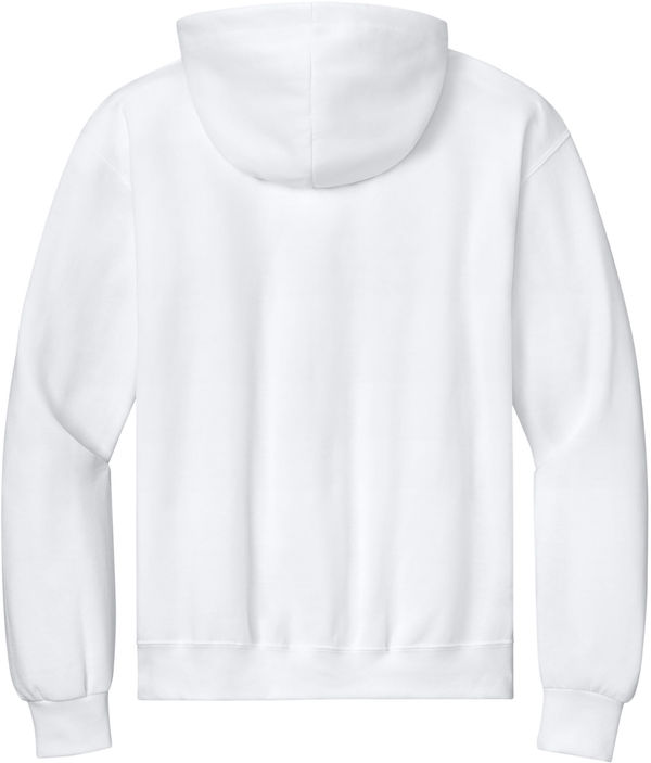 Am image of a Custom JERZEES NuBlend Full Zip Hooded Sweatshirt in White!
