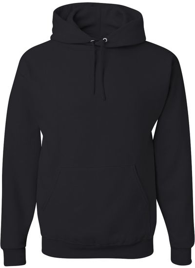 Am image of a Custom JERZEES NuBlend Hooded Sweatshirt in Black!