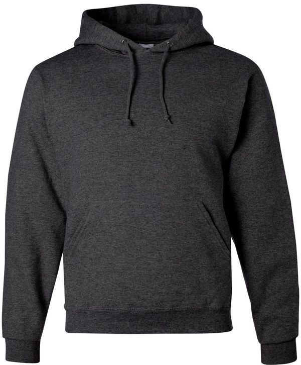 Am image of a Custom JERZEES NuBlend Hooded Sweatshirt in Black Heather!
