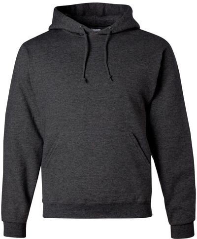Am image of a Custom JERZEES NuBlend Hooded Sweatshirt in Black Heather!
