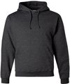 Am image of a Custom JERZEES NuBlend Hooded Sweatshirt in Black Heather!