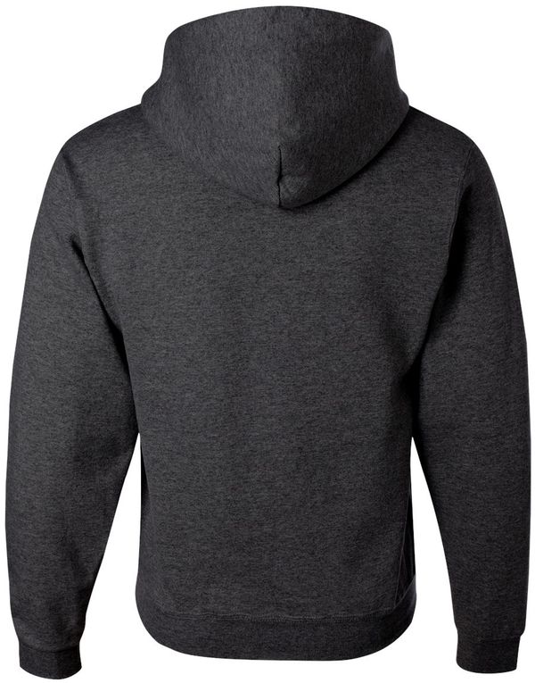 Am image of a Custom JERZEES NuBlend Hooded Sweatshirt in Black Heather!