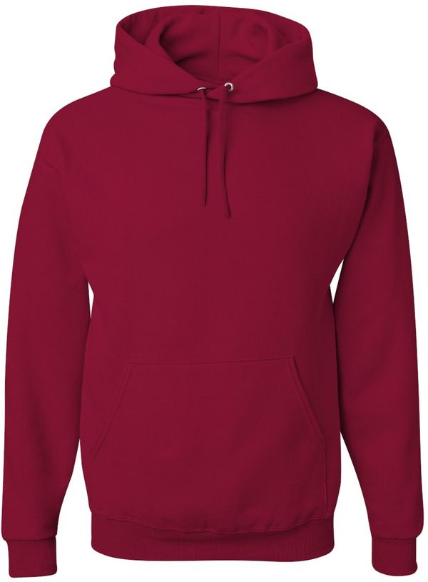 Am image of a Custom JERZEES NuBlend Hooded Sweatshirt in Cardinal!