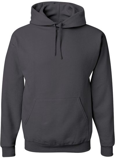 Am image of a Custom JERZEES NuBlend Hooded Sweatshirt in Charcoal Grey!