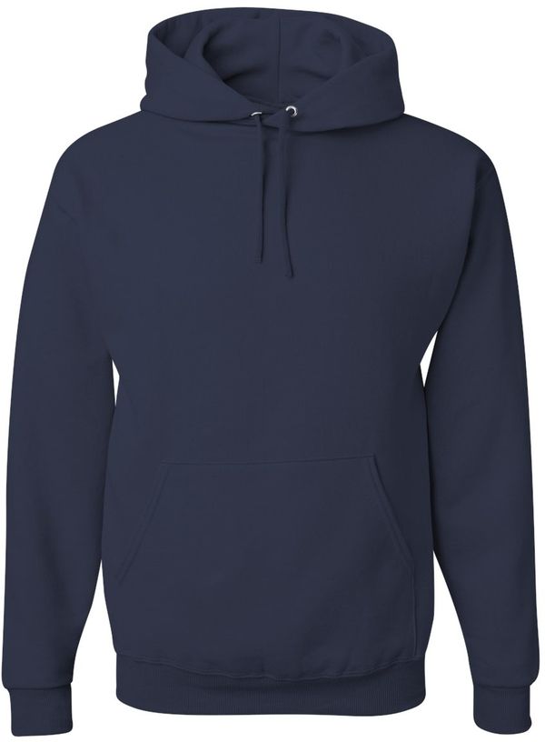 Am image of a Custom JERZEES NuBlend Hooded Sweatshirt in J Navy!