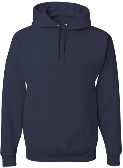Am image of a Custom JERZEES NuBlend Hooded Sweatshirt in J Navy!