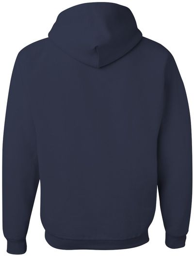 Am image of a Custom JERZEES NuBlend Hooded Sweatshirt in J Navy!