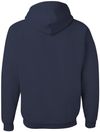 Am image of a Custom JERZEES NuBlend Hooded Sweatshirt in J Navy!
